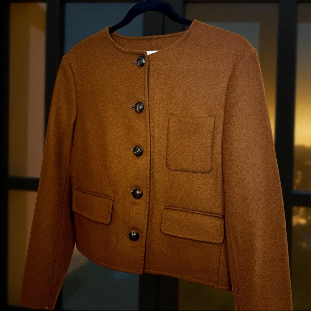 Veronica Beard LYSSA Wool-Blend Button-Up Soft Jacket Blazer 8 Deep Ochre - Picture 4 of 11